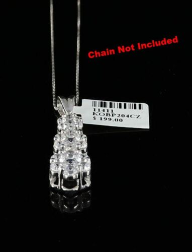 DiamondCelebritees Tripple Flower Shape White 925 Sterling Silver Pendant 5.83ct Cubic Zirconia