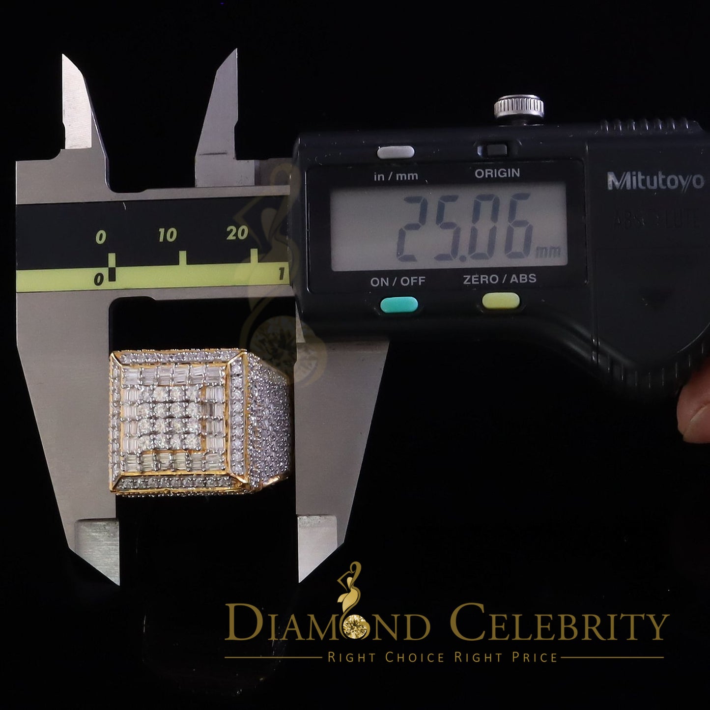 DiamondCelebritees Men's 925 Sterling Silver 5.50ct VVS 'D' Moissanite Yellow Square Rings Size 10
