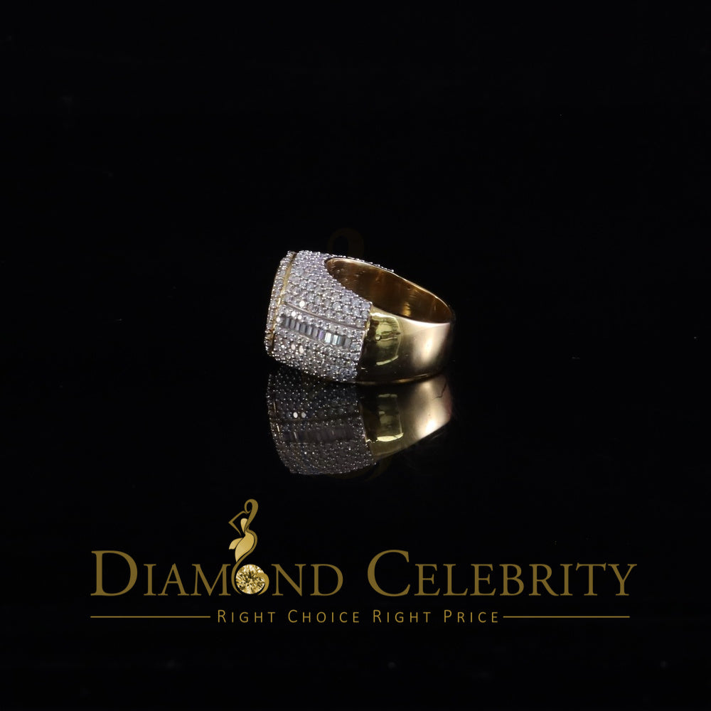 DiamondCelebritees Sterling Yellow Silver 5.50ct Buguette VVS 'D' Moissanite Round Men's Ring SZ 10