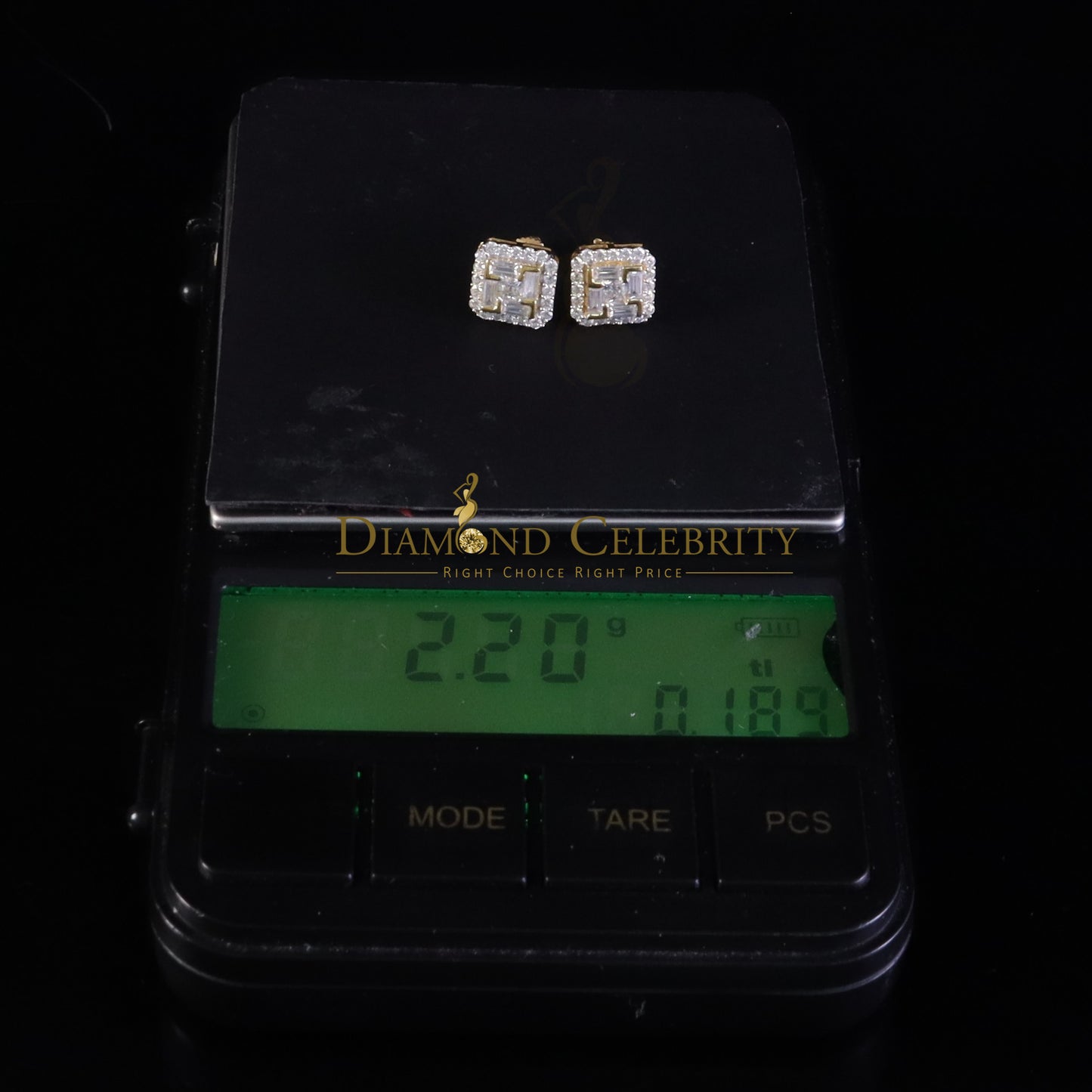 DiamondCelebritees Men's/Women's 1.25ct VVS 'D' Moissanite 925 Silver Yellow Square Stud Earrings