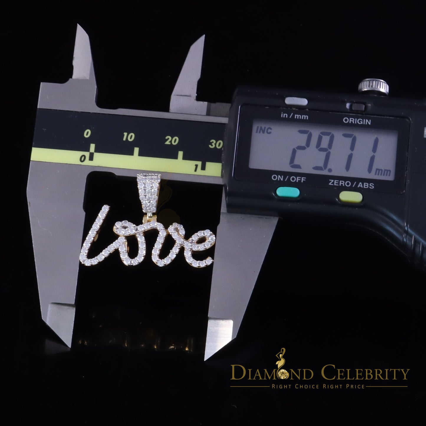 Diamondcelebritees Love Pendant for Women's 925 Yellow Silver1.00ct VVS D Clr. Round Moissanite