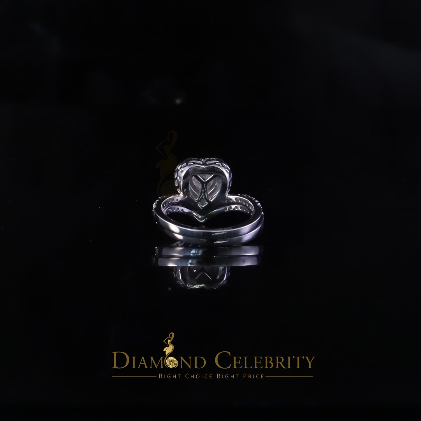 DiamondCelebritees Heart Shape 1.66ct VVS D clr Moissanite Women Silver White Bridal Ring Size 7