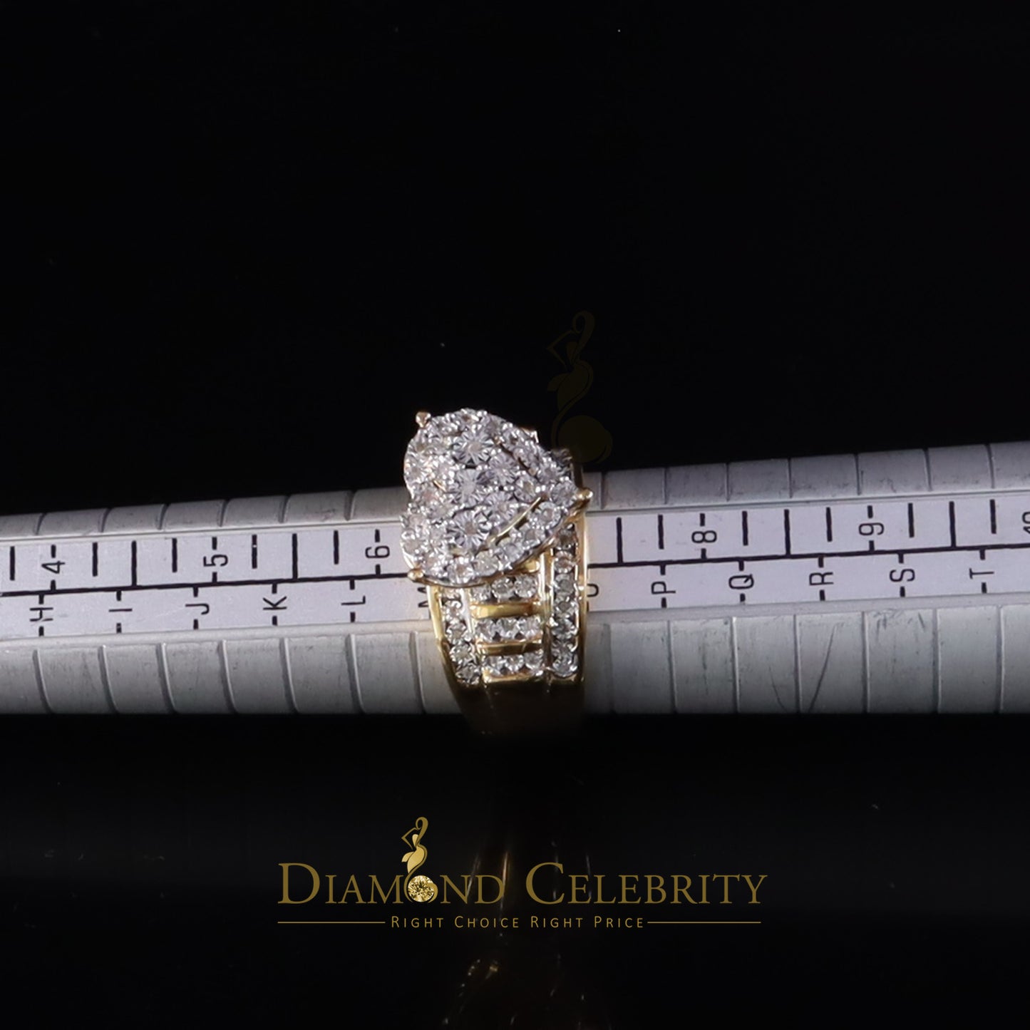 DiamondCelebritees Real Diamond 0.33ct Cindarella 925 Yellow Silver Women Engagement Heart Ring SZ7