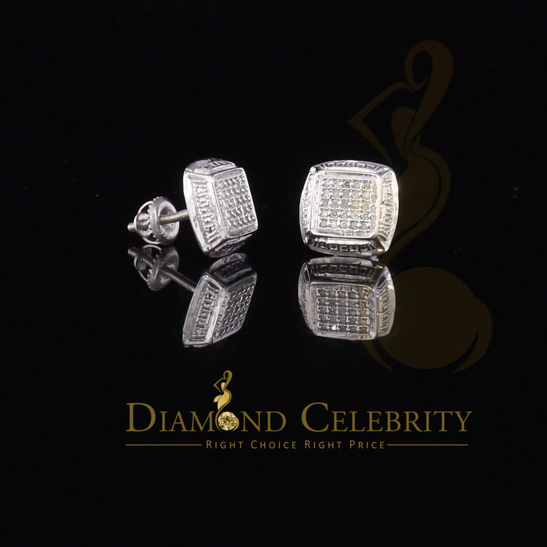 DiamondCelebritees 925 Sterling Silver Hip Hop Men's & Women's 0.15ct Real Diamonds White Earrings