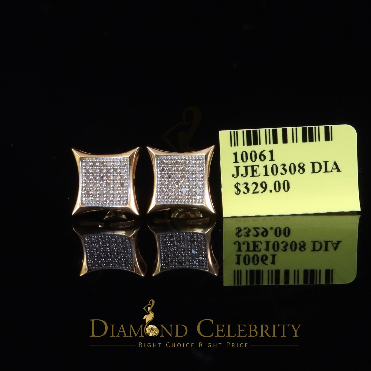 DiamondCelebritees 0.20ct Diamond 925 Sterling Silver Yellow Kite Earrings For Men's / Women's