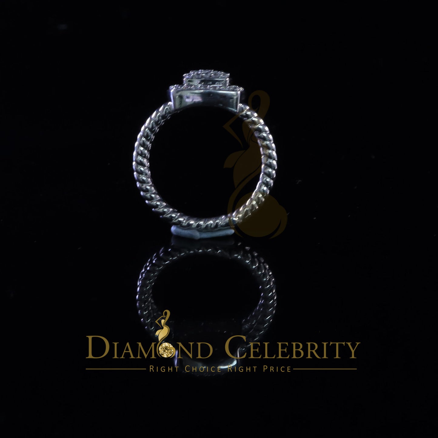 DiamondCelebritees 0.95ct Cubic Zirconia 925 Sterling White Silver Square Womens Ring Size 7.5