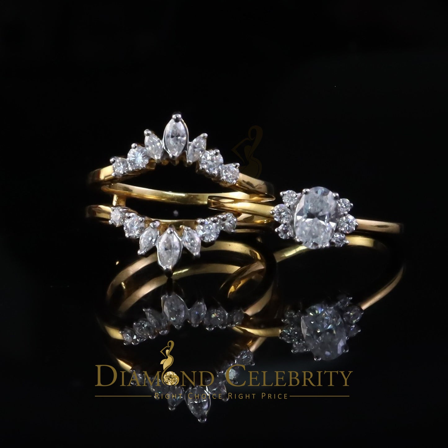 DiamondCelebritees 925 Silver Yellow 1.25ct VVS D Oval Solitaire Moissanite Bridal Insert Ring SZ 7
