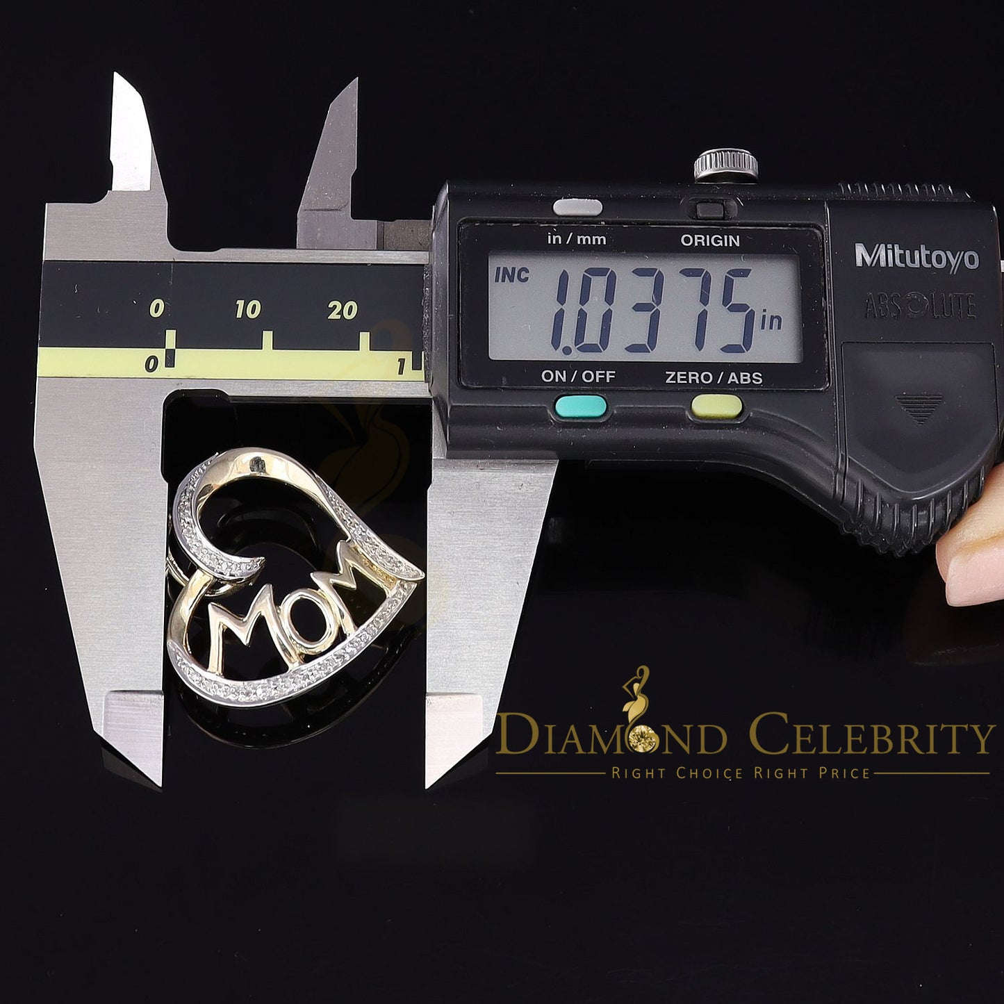 DiamondCelebritees Real 0.10ct Diamond 925 Sterling Silver MOM'S HEART Yellow Attractive Pendant