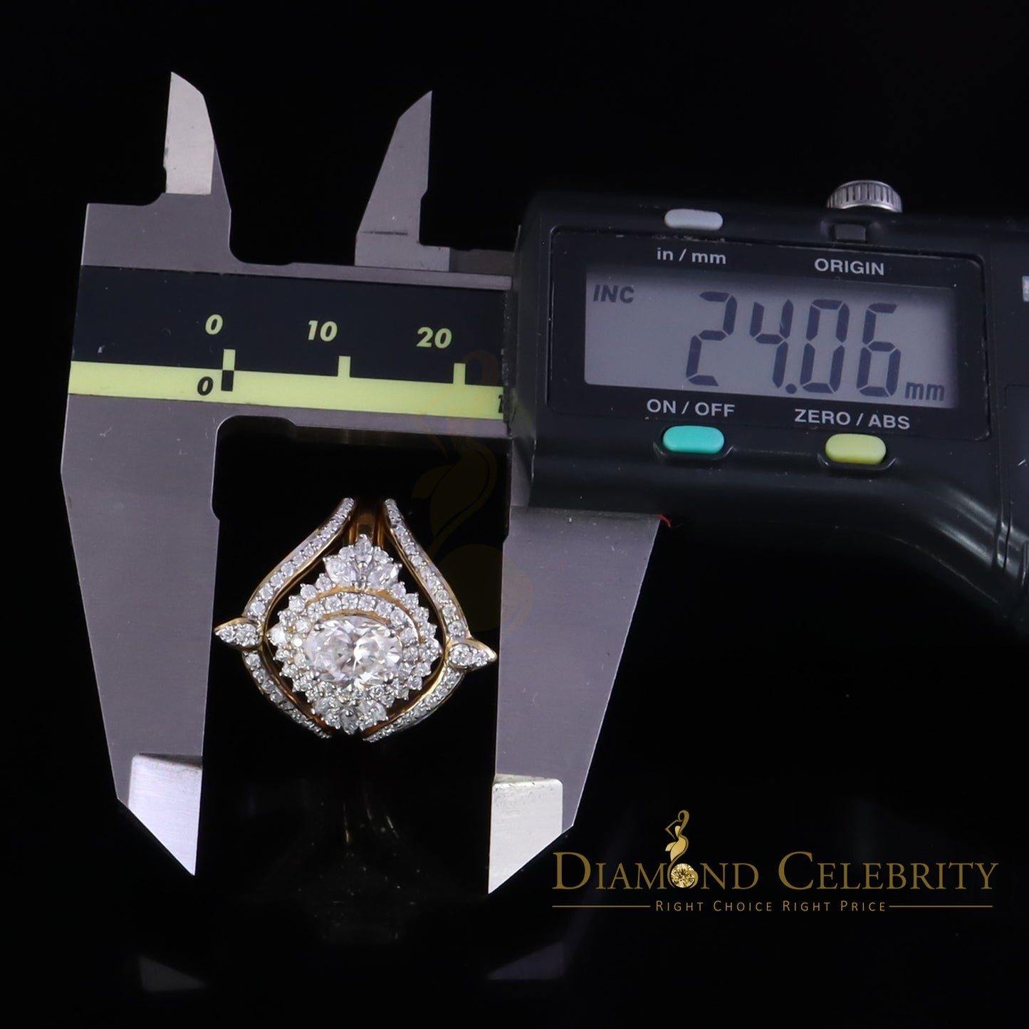 DiamondCelebritees 3.0ct Moissanite Yellow Oval Cut Enhancer 925 Silver Guard Wrap SZ7 Ring Women's