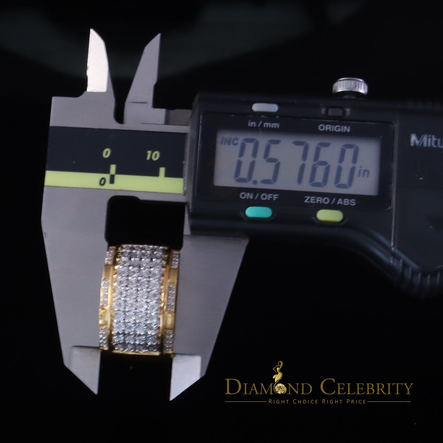 DiamondCelebritees Big 0.25ct Real Diamond 925 Yellow Miracle set Silver Wide Men's Band Ring SZ10