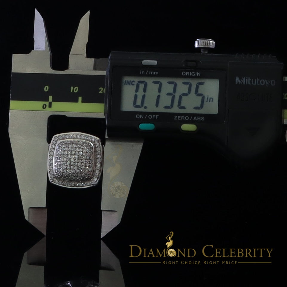 DiamondCelebritees 925 Silver White 2.00ct CZ Wide Square Albion Womens Adjustable Ring Size 7 to 9