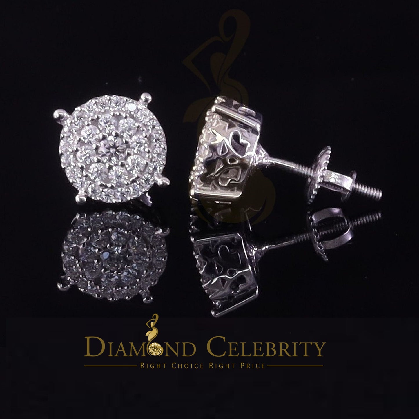 Diamondcelebritees Men's/Womens 925 Silver White 0.50ct VVS 'D' Moissanite Round Stud Earrings