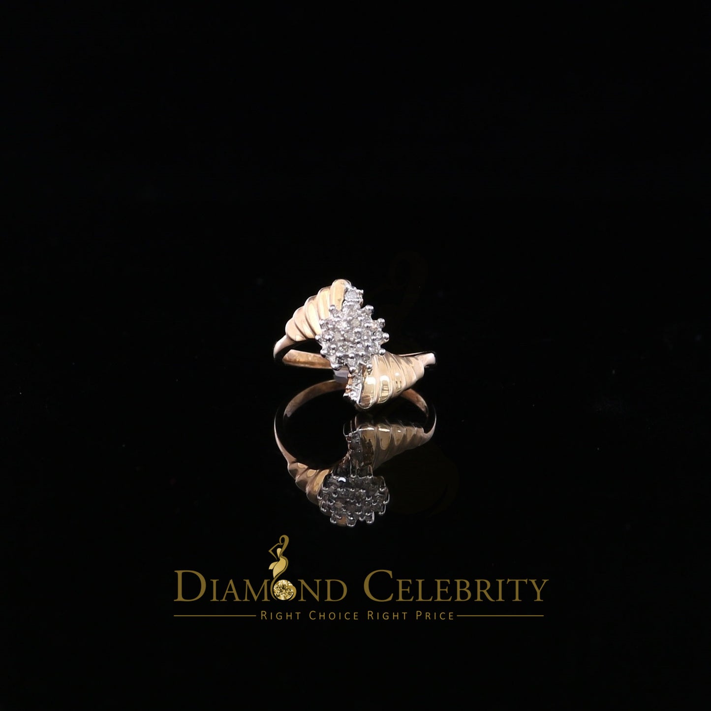 DiamondCelebritees Real 0.25 CT Real Diamond Real 10kt Yellow Gold CLUSTER Shape Womens Ring Size 7