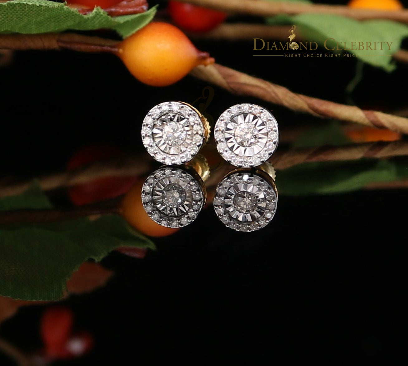 DiamondCelebritees10K Real Yellow Gold with 0.25CT Real Diamond Men's/Women's Stud Earring