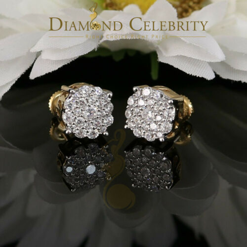 DiamondCelebritees 925 Sterling Yellow Silver 1.22ct Cubic Zirconia Round Women's Stud Earrings