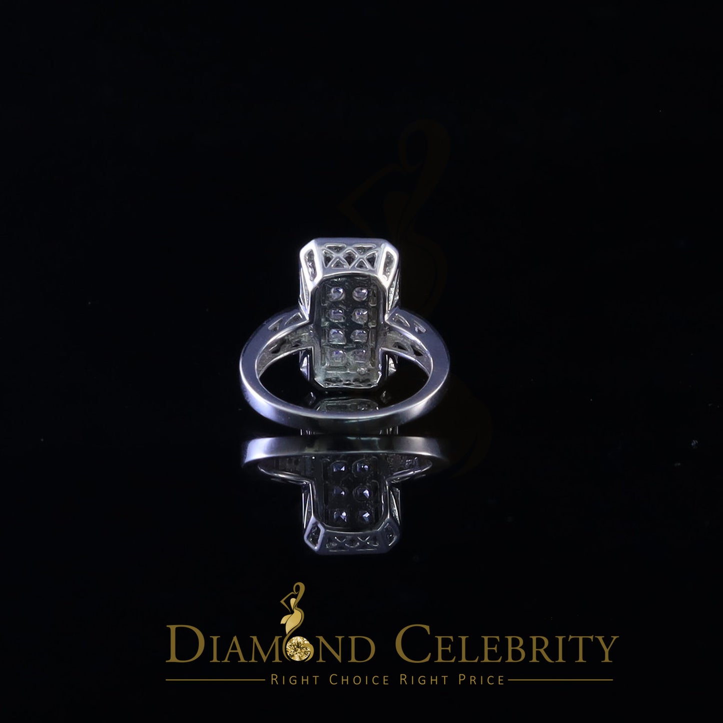 DiamondCelebritees 925 Sterling White Silver with Cubic Zirconia 2.75 ct Rectangle Ring Size 7