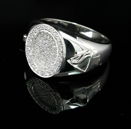 DiamondCelebritees 925 Silver White 1.50ct Cubic Zirconia Wide Oval Engagement Men's Ring Size 11