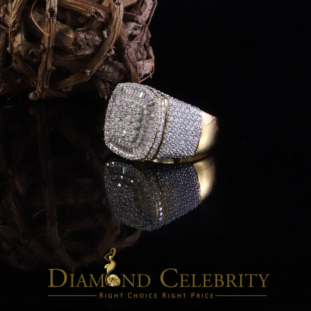 DiamondCelebritees Yellow 925 Silver 6.50ct VVS 'D' Moissanite Stone Square Men's Rings Size 10
