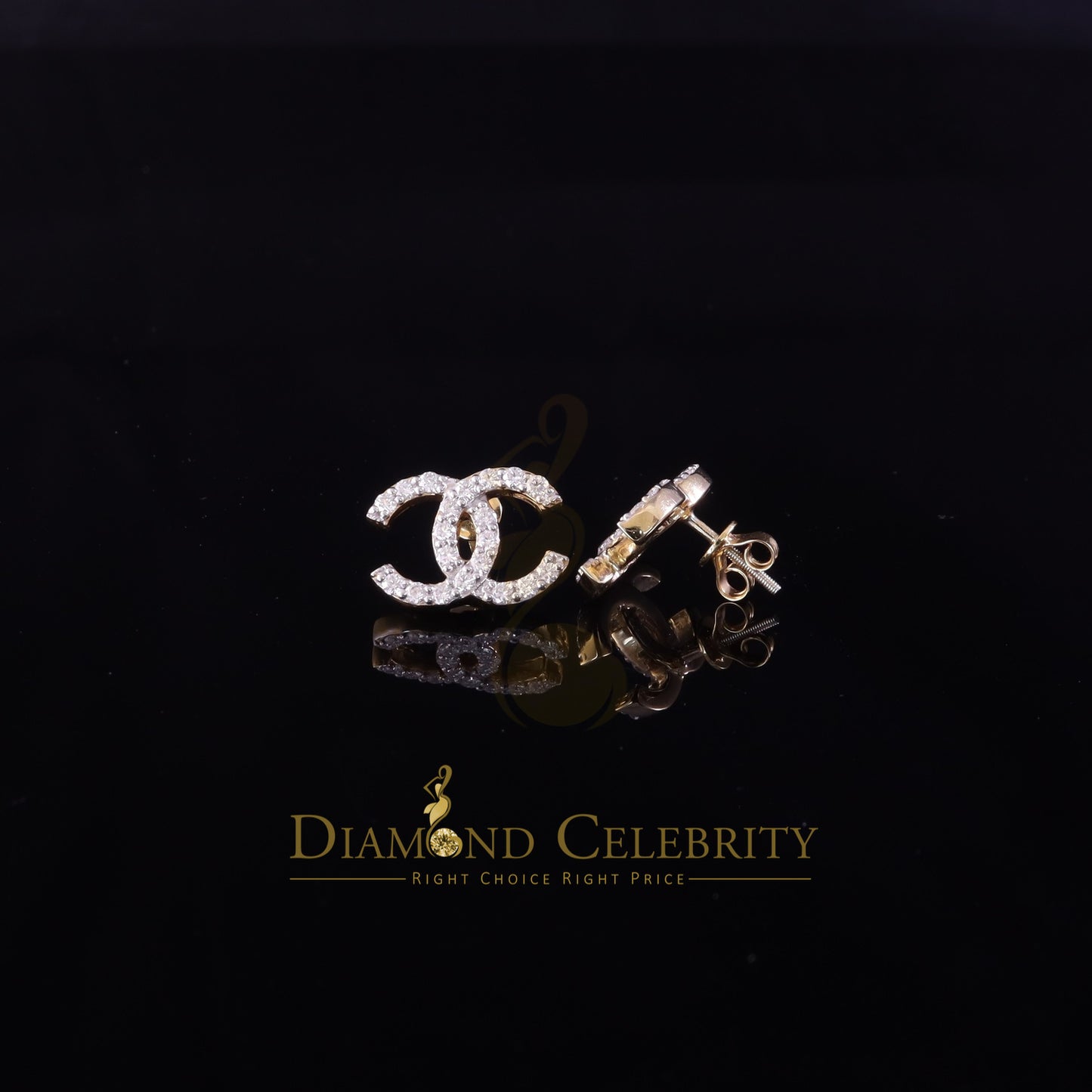 DiamondCelebritees 1.25ct VVS 'D' Moissanite Mens/Womens 925 Silver Yellow Stud Earrings