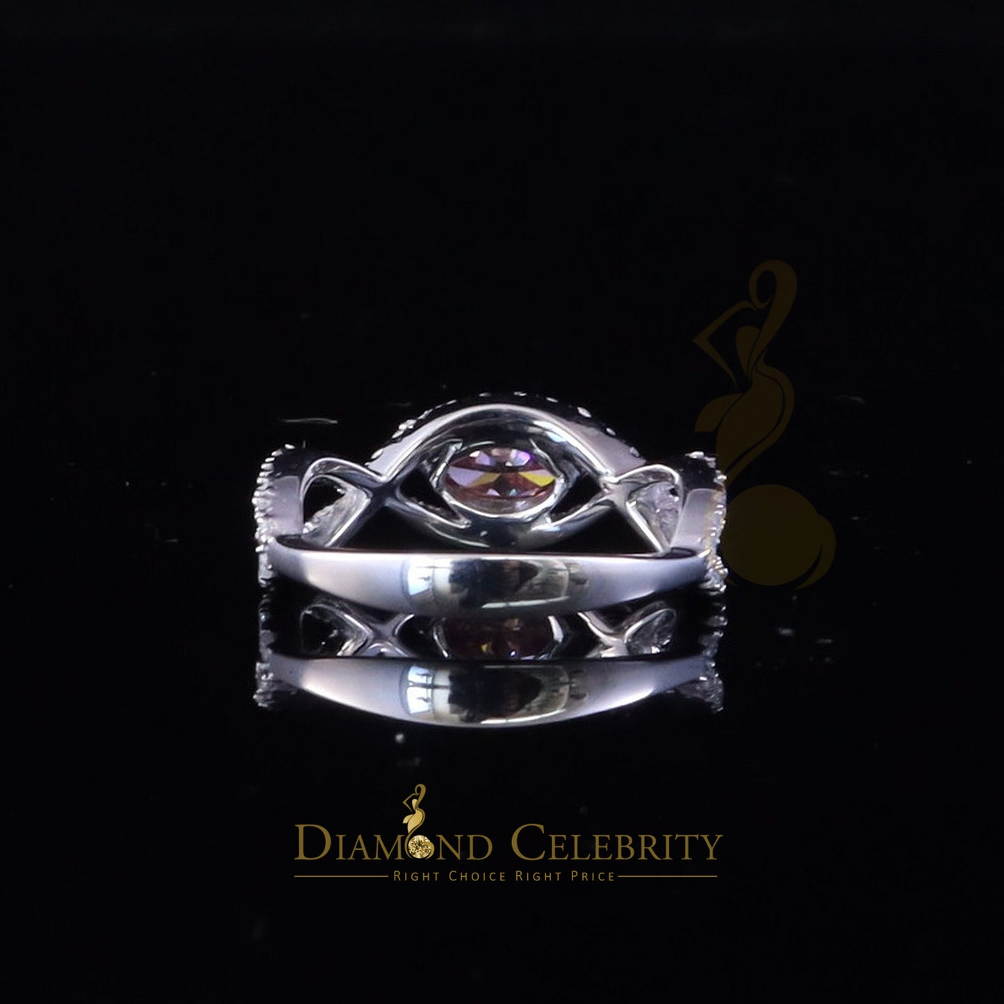 DiamondCelebritees 1.25CT Womens infinity 925 Silver White VVS D PINK Marquis Moissanite Ring SZ8