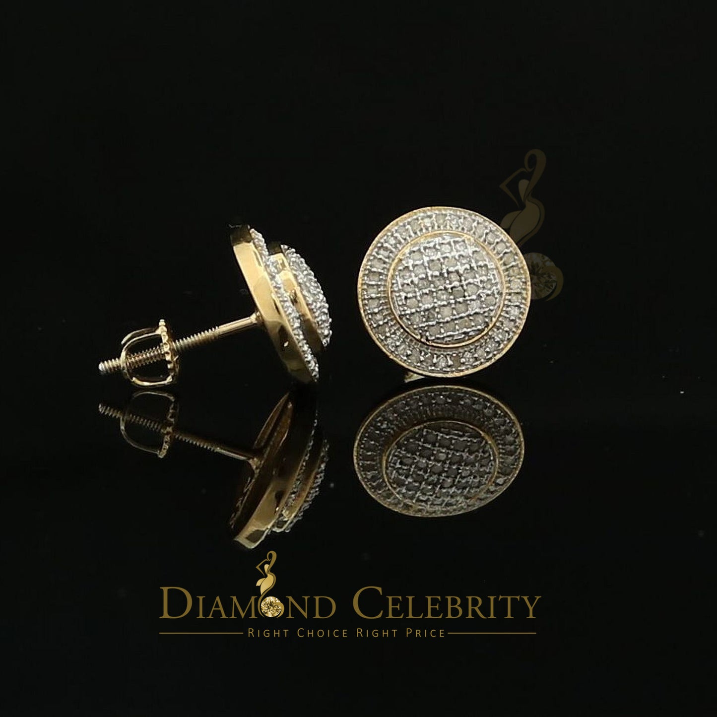 DiamondCelebritees Aretes Para Hombre Square 925 Yellow Silver 0.33ct Diamond Women & Men Earrings