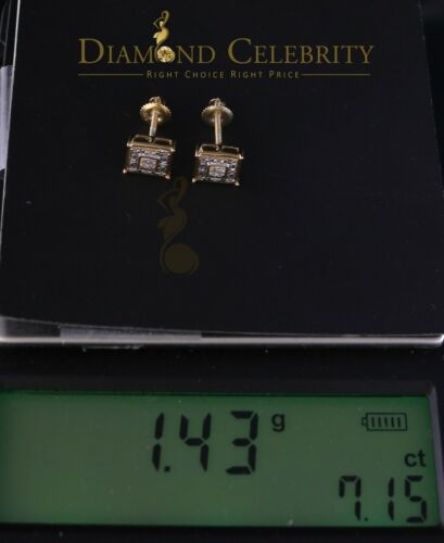DiamondCelebritees 0.05ct Diamond 925 Sterling Silver Yellow Stud Women's & Men's Square Earrings