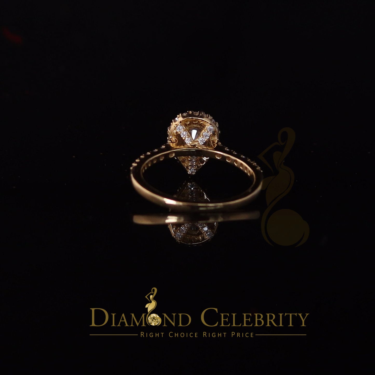 King Of Blings 10K Yellow Gold 1.50CT 'VVS' 'FL' D clr Pear Cut Moissonite Womens Ring Size 7
