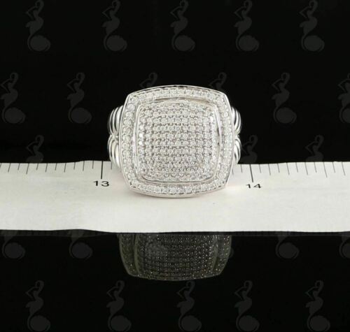 DiamondCelebritees 925 Silver White 2.00ct Cubic Zirconia Wide Square Albion Womens Ring Size 8