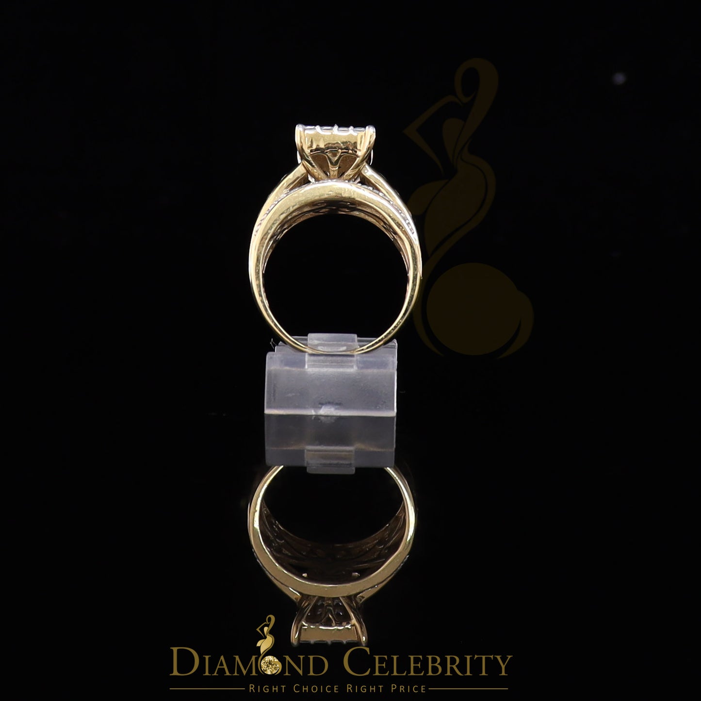DiamondCelebritees 3.80ct Yellow 925 Silver Cinderella Cubic Zirconia Womens Engagement Ring Size 8