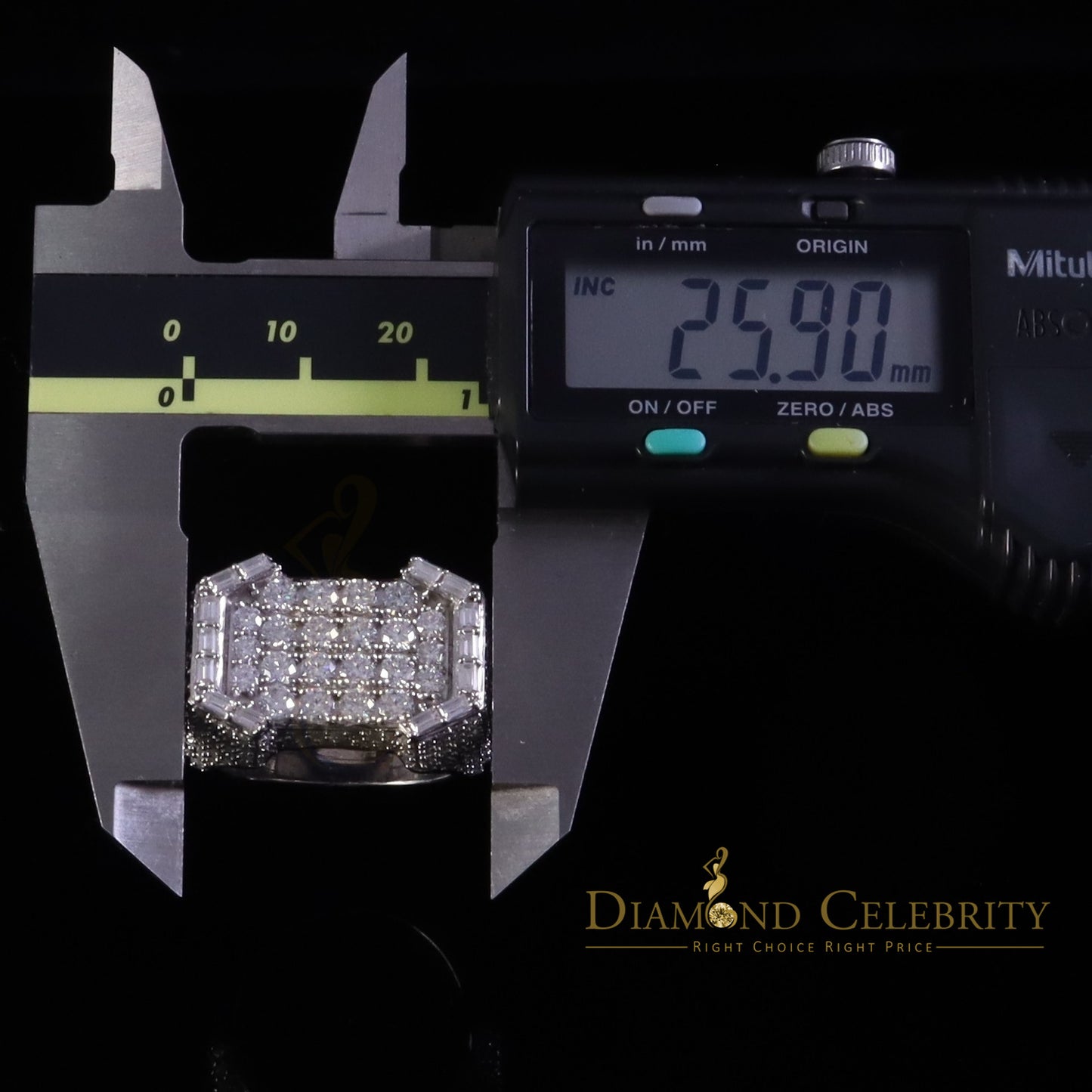 DiamondCelebritees Men's 925 White Silver 6.50ct VVS 'D' Baguette Moissanite Octagone Rings Size 10