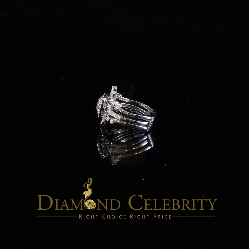DiamondCelebritees Enhancer Guard Wrap Insert Cushion Moissanite 1.75ct VVS D White Silver Ring SZ7