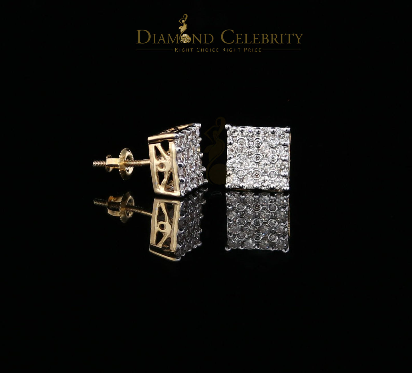 DiamondCelebritees10K Real Yellow Gold with 1.00CT Real Diamond Men's/Women's Stud Earrings