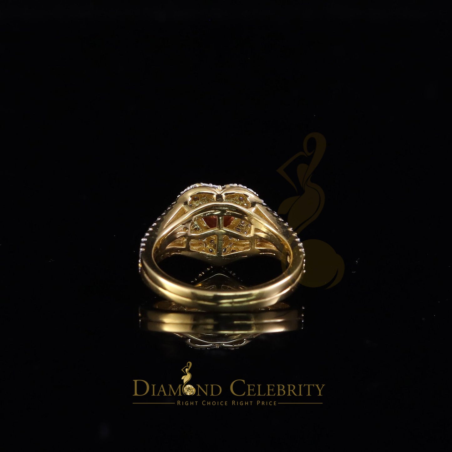 DiamondCelebritees 1.50CT Women's 925 Silver Yellow VVS D Pink & White Moissanite Heart Ring SZ 7