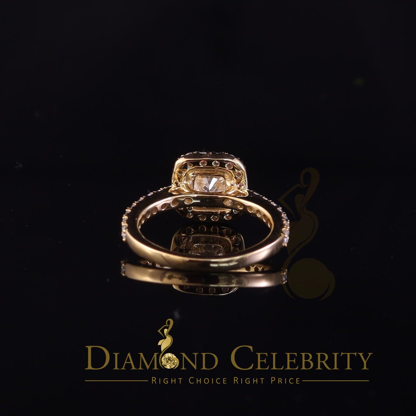 King Of Blings 10K Yellow Gold 2.50CT 'VVS' 'FL' D clr Moissonite Womens Cushion Cut Ring S/7
