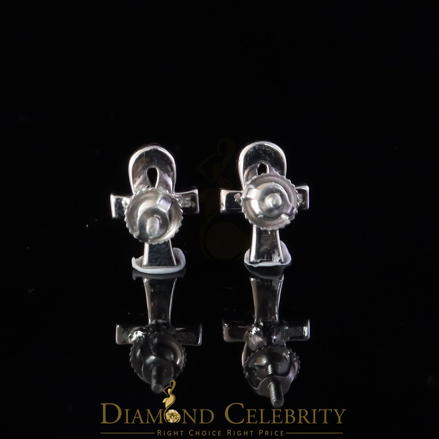 Diamondcelebritees 925 White Silver 0.25ct VVS 'D' Moissanite Ankh Stud Earring Men's/Womens