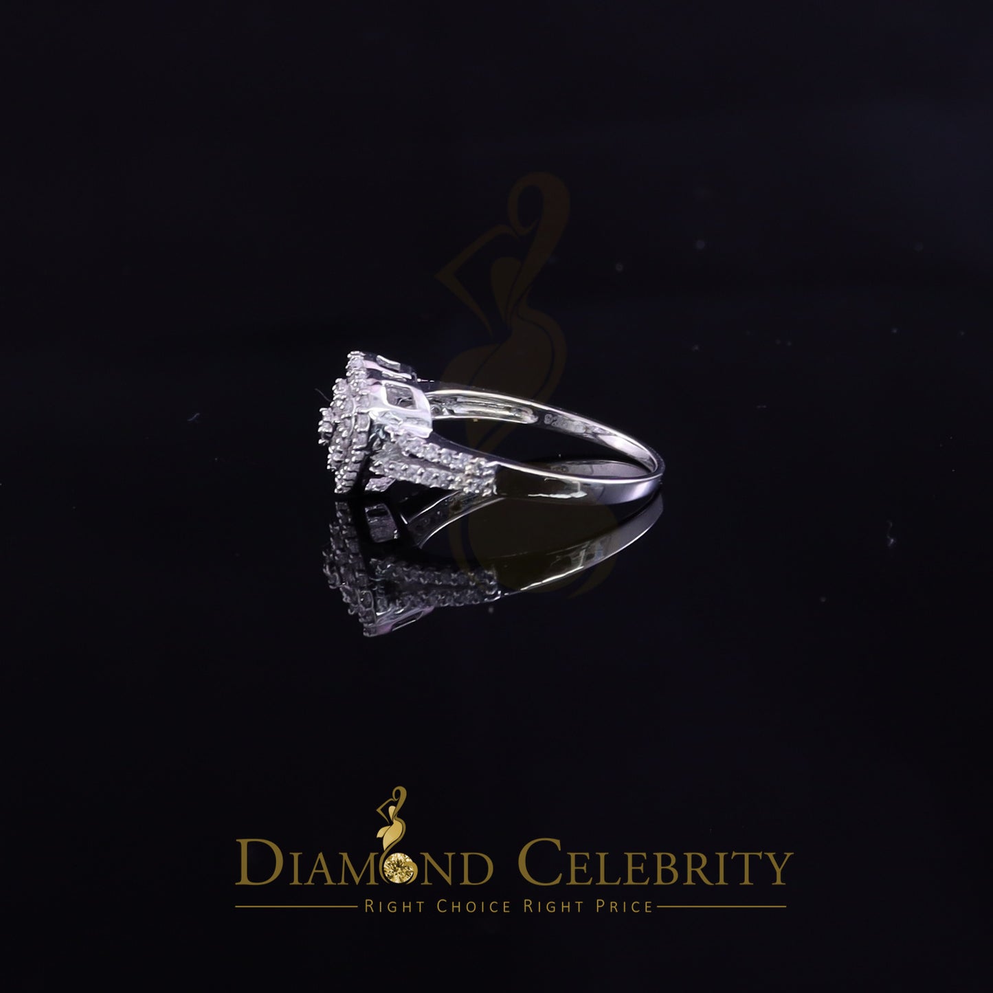 DiamondCelebritees 0.63ct Cubic Zirconia 925 Silver White Shiny Heart Engagement Womens Ring Size 7
