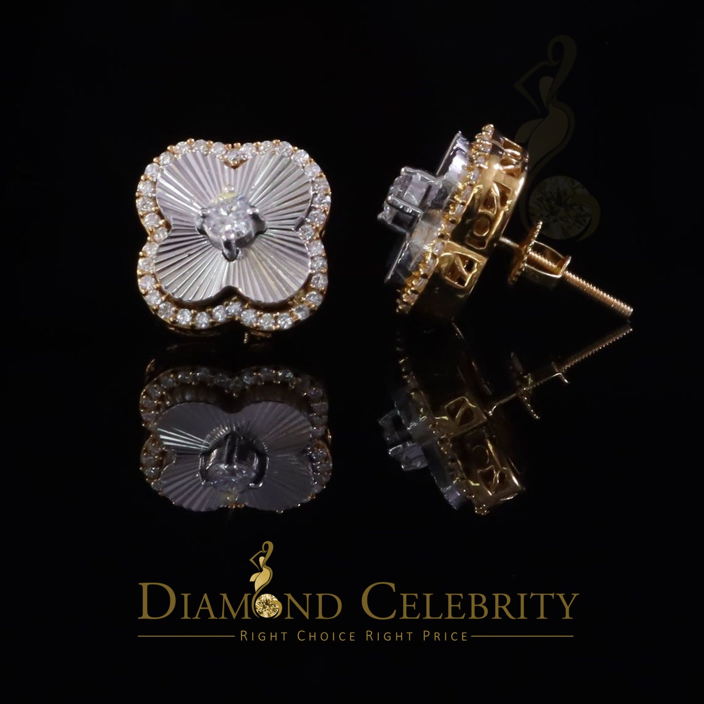 DiamondCelebritees 925 Yellow Silver0.66ct VVS 'D' Moissanite Square Stud Earring Men's/Womens