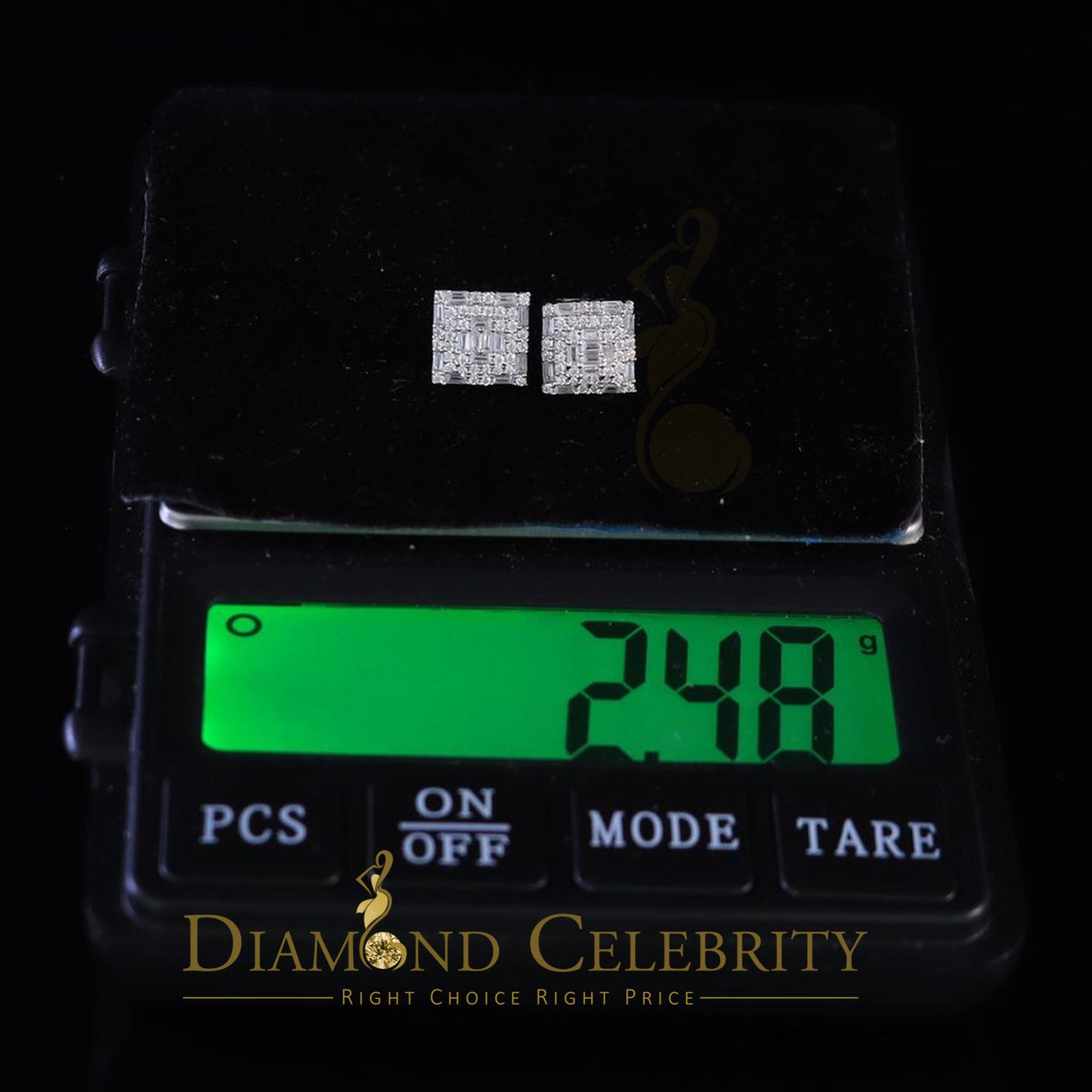 DiamondCelebritees White 925 Sterling Silver 0.72ct Cubic Zirconia Hip Hop Women's Square Earrings