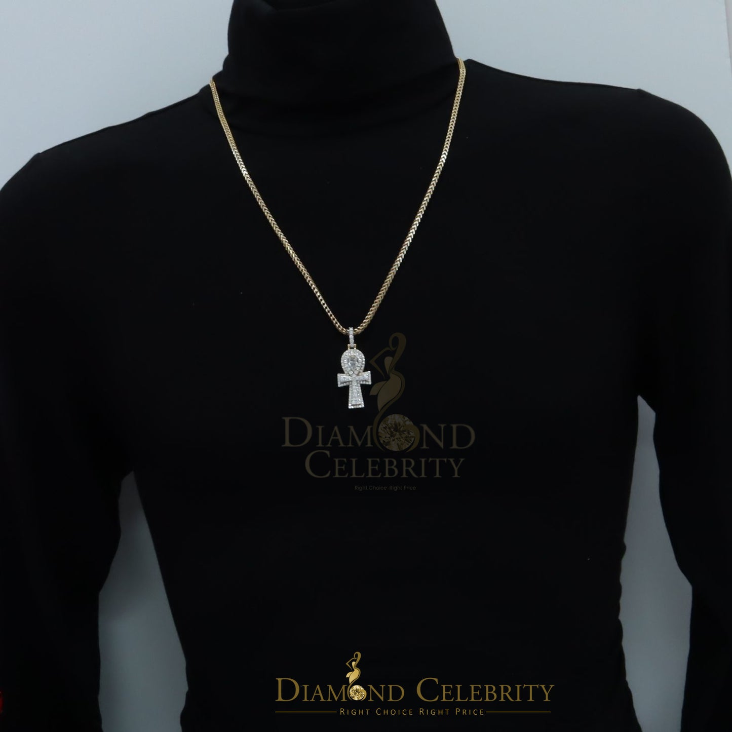 Diamondcelebritees New Ankh Pendant 925 Yellow Silver Sterling 3.50ct VVS D Moissanite Men's/Womens