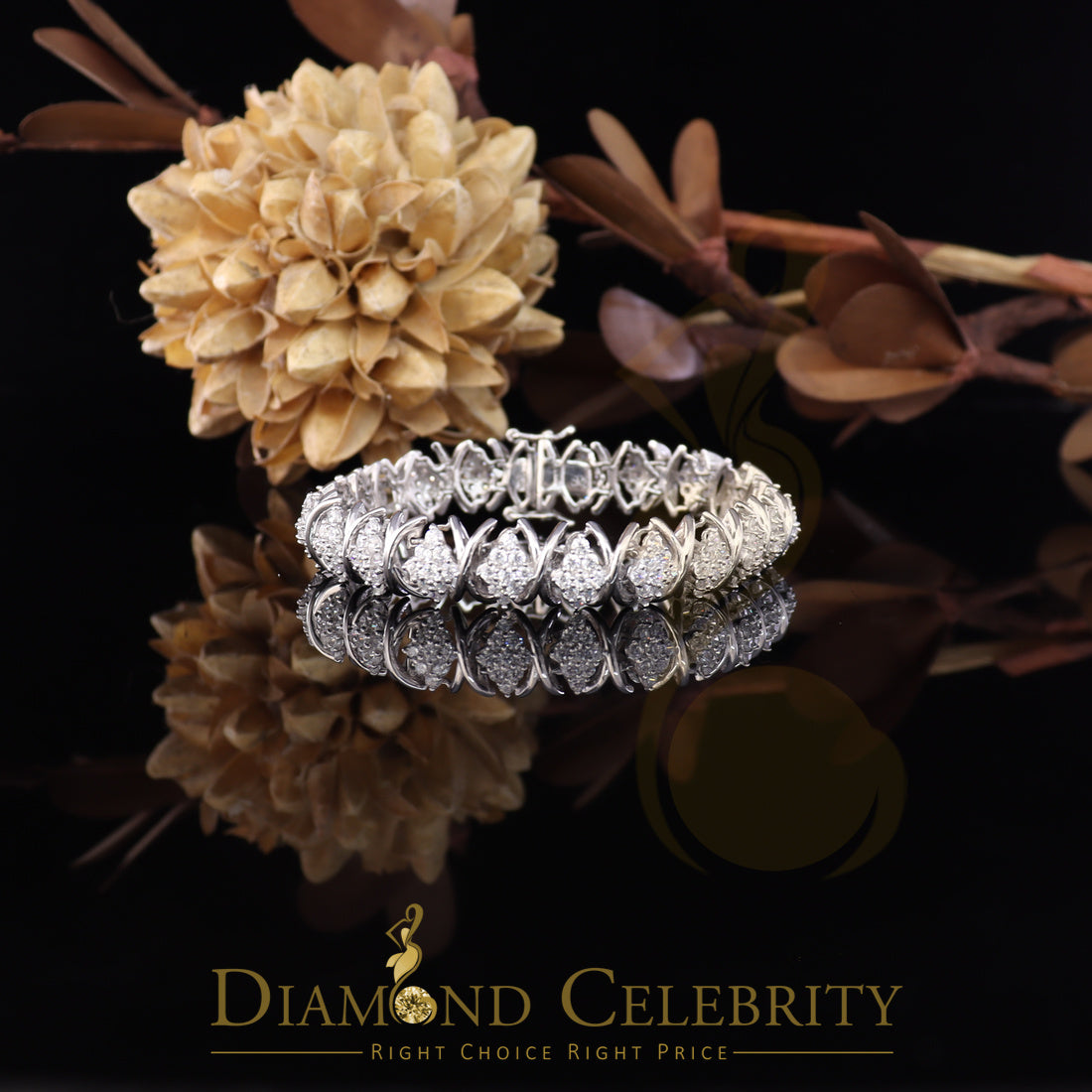 Diamondcelebritees Sterling Silver White Ladies Bracelet 11.0ct Cubic Zirconia Stone -Size 7 Inches