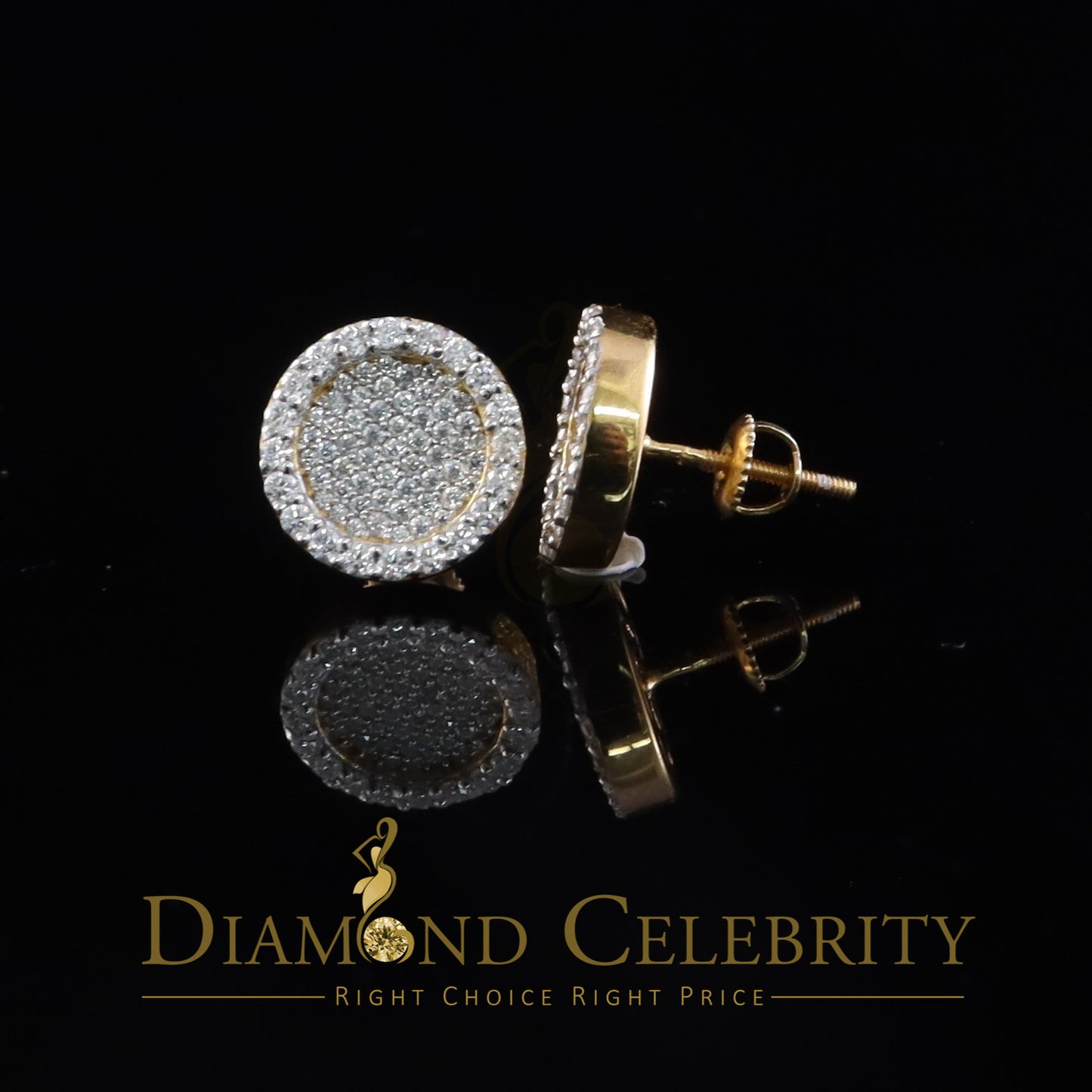 DiamondCelebritees 925 Yellow Silver 1.00ct VVS 'D' Moissanite Round Stud Earring Men's/Womens