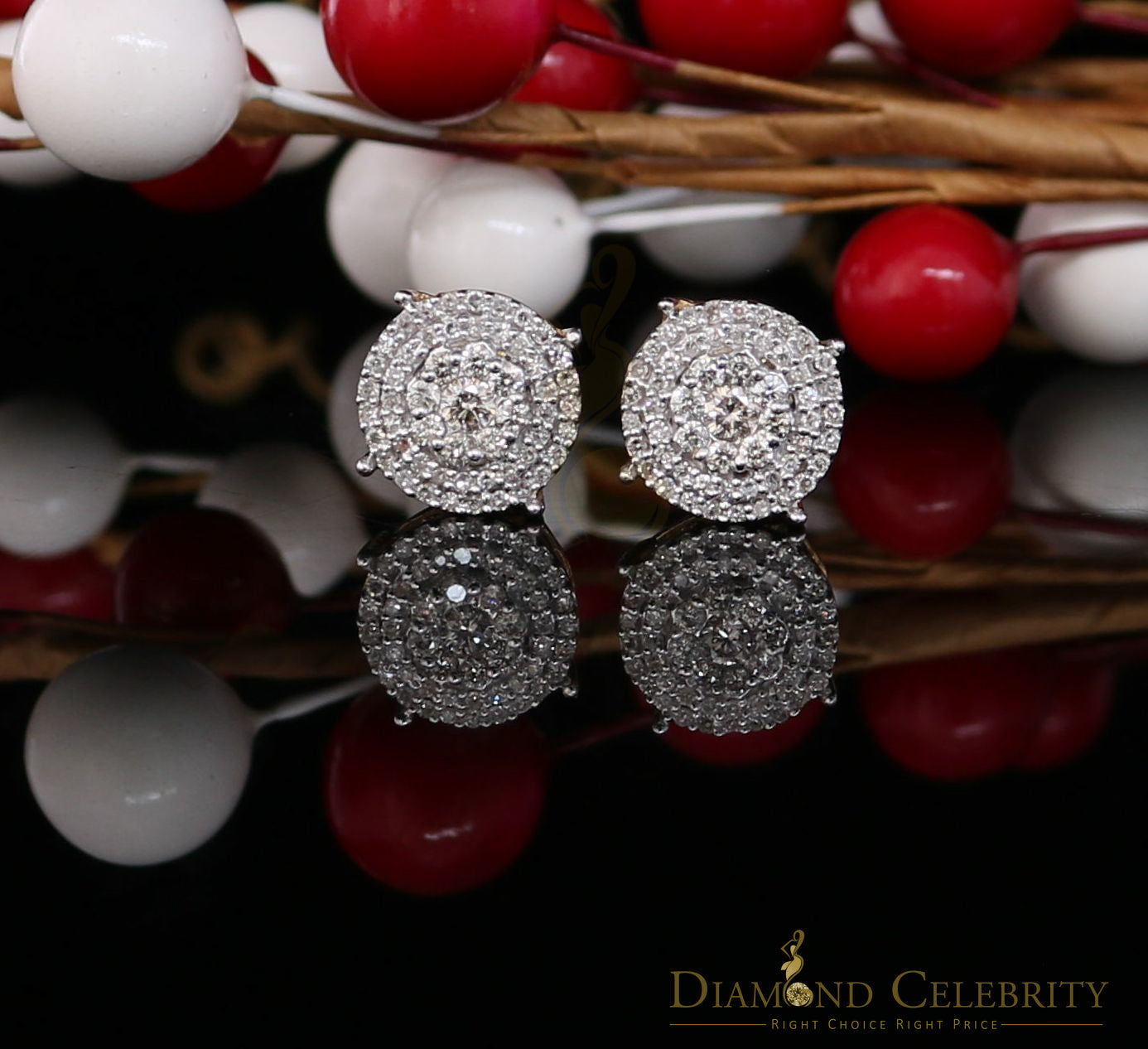 DiamondCelebritees 10K Real Yellow Gold with 0.80CT Real Diamond Men's/Women's Stud Earrings