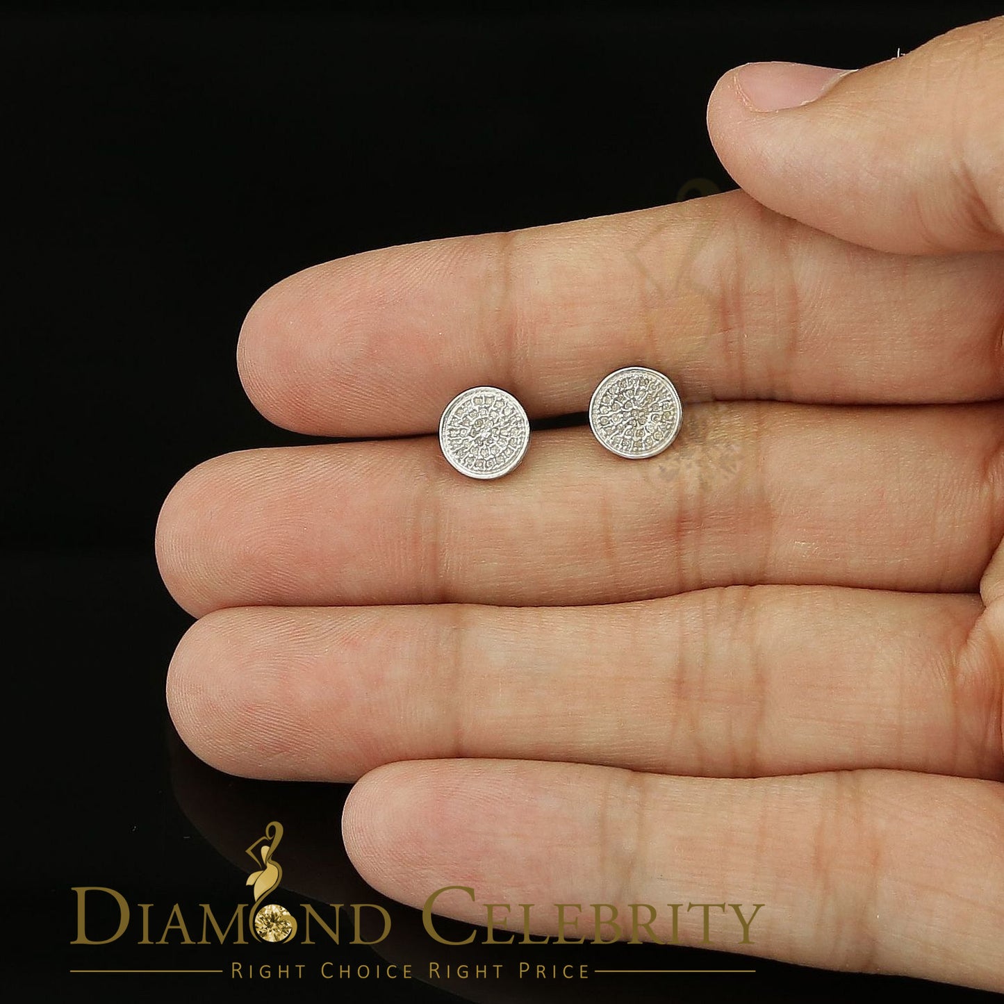 DiamondCelebritees 925 White Silver Hip Hop 0.15ct Diamond For Men's & Women's Round Stud Earrings