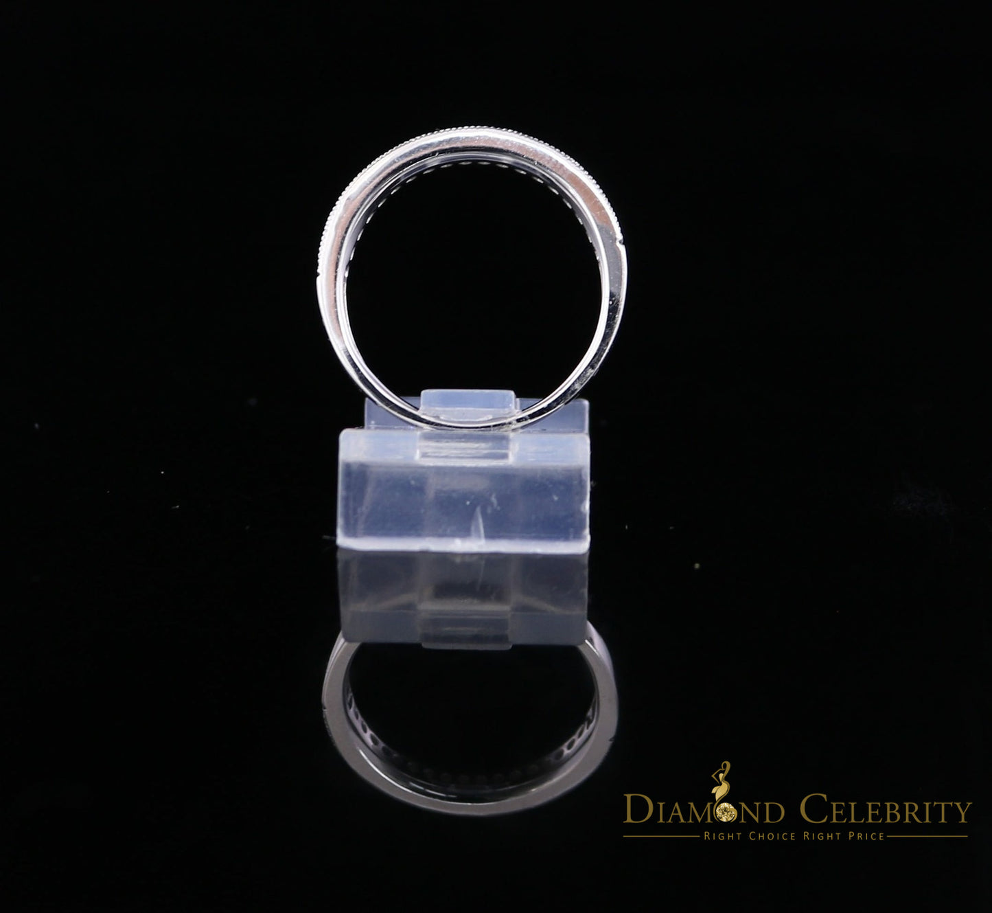 DiamondCelebritees Real 14kt White Gold with 0.20 CT Real Diamond Band Round Shape Ring Size 7