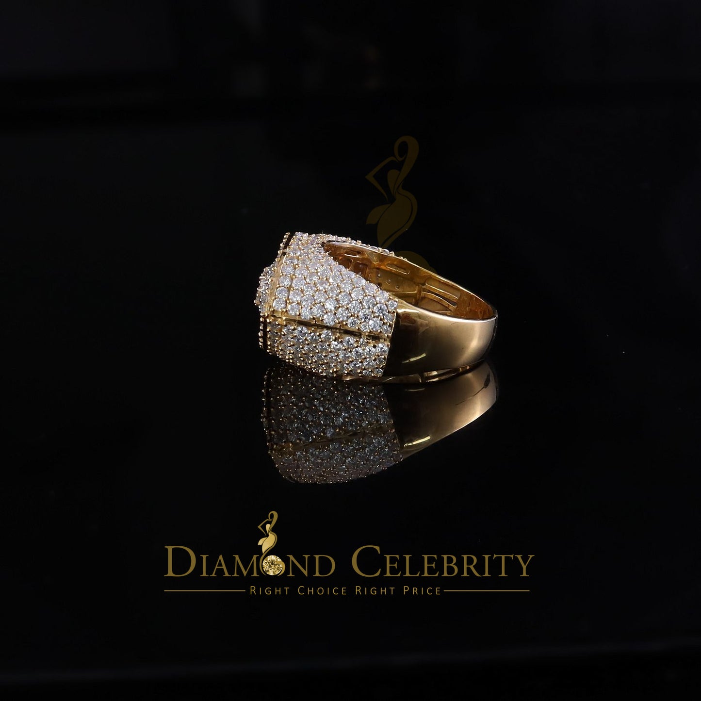 DiamondCelebritees 4.00ct VVS D 925 Silver Moissanite Baguette Men/Women Yellow Evil Eye Ring SZ10
