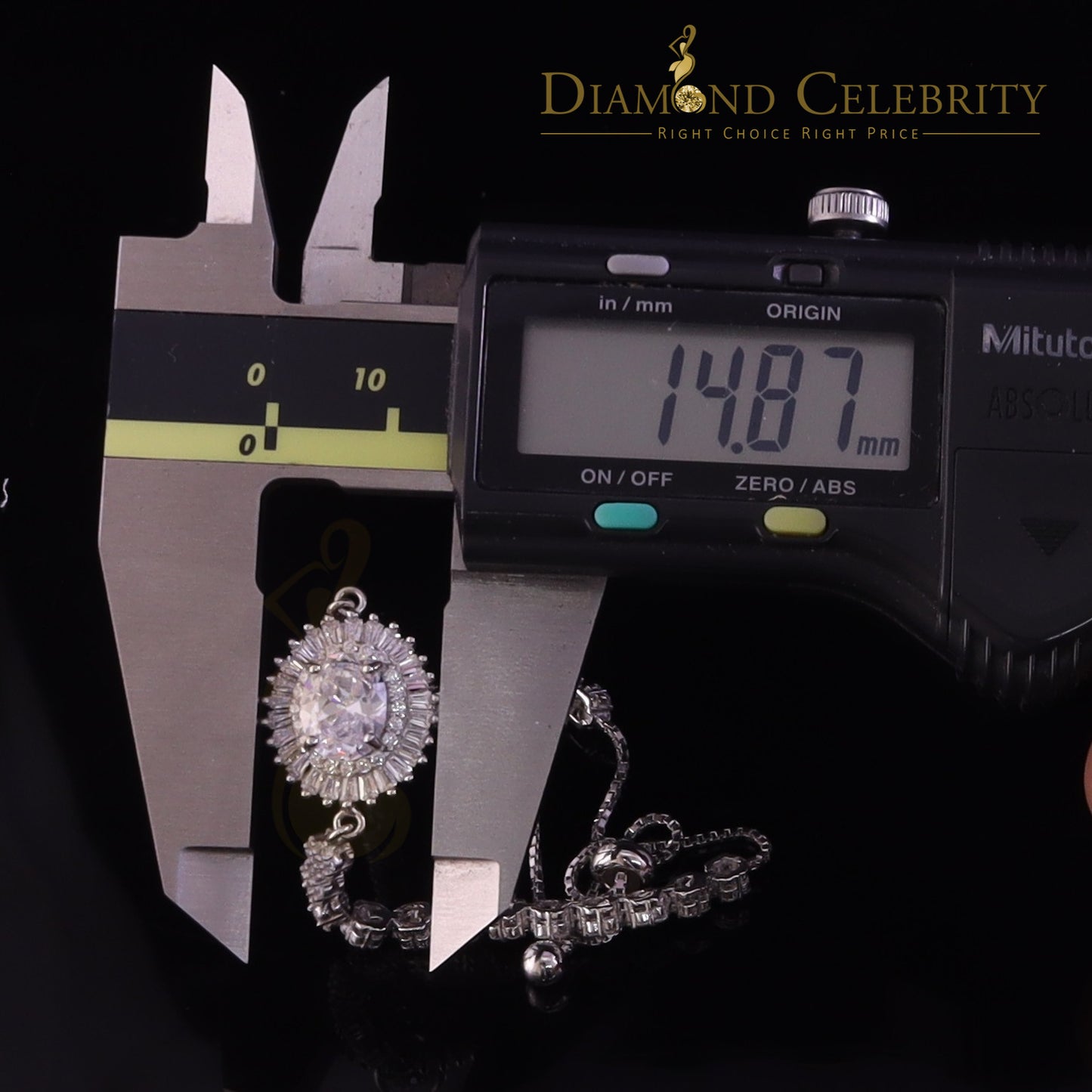 Diamondcelebritees 925 Silver Sun Shape White Bracelet Cubic Zirconia Adjustable Size 7 Inches
