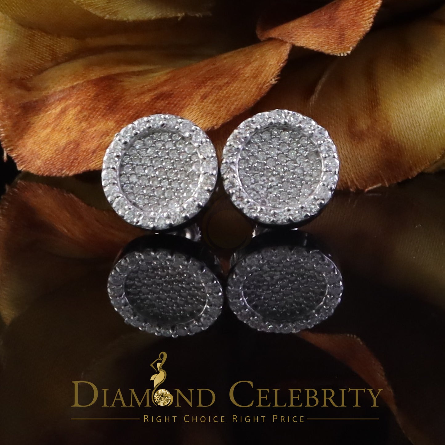 Diamondcelebritees 925 White Silver 1.00ct VVS 'D' Moissanite Round Stud Earring Men's/Womens