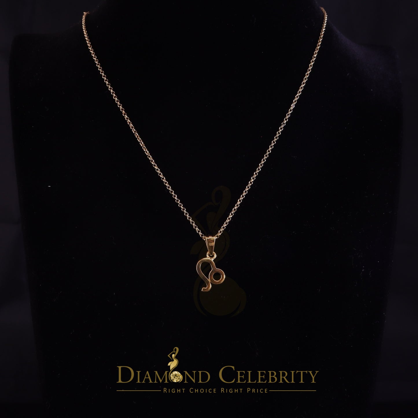 DiamondCelebritees 0.55ct Cubic Zirconia Yellow Silver LEO-AUGUST Month Men's & Women's Pendant