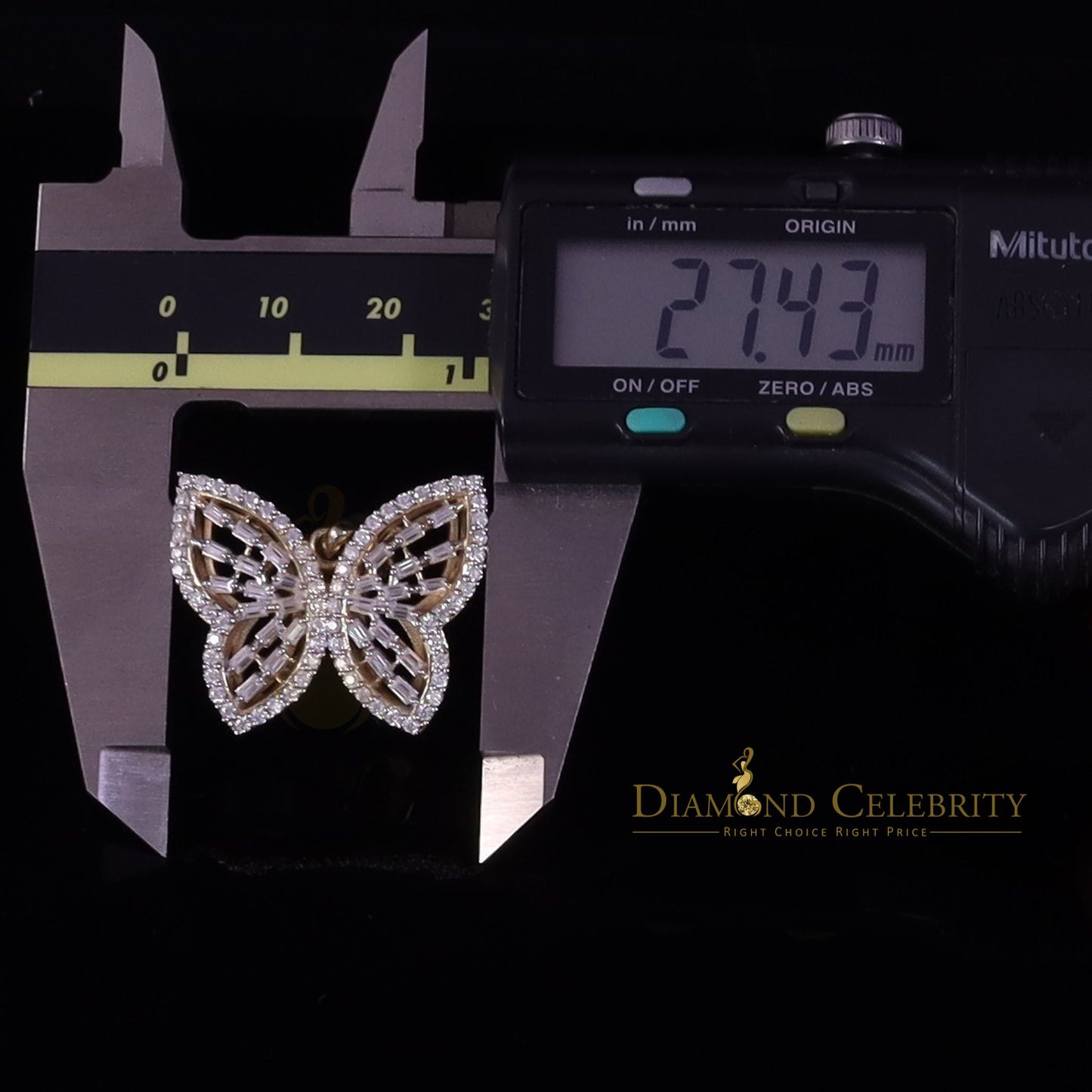 Diamondcelebritees Men's/Womens 925 Silver Yellow 1.75ct VVS 'D' Moissanite Butterfly Pendant