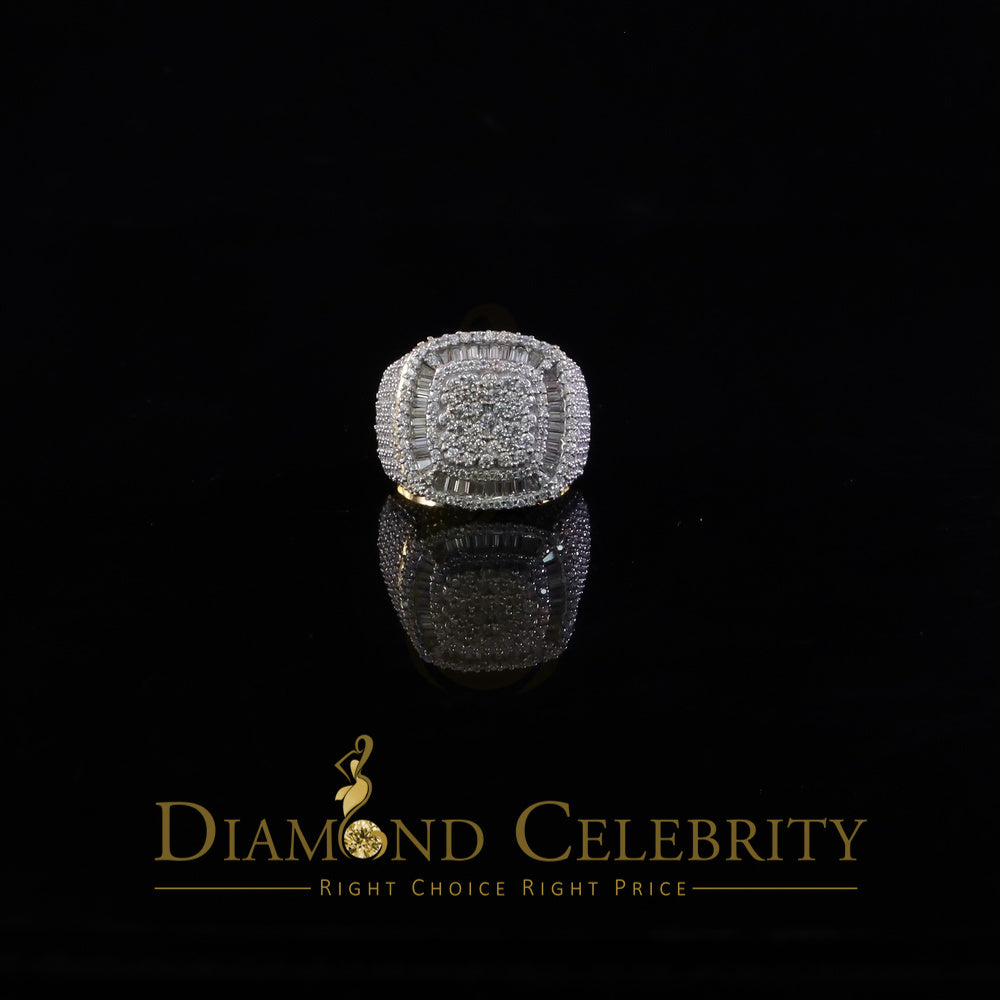 DiamondCelebritees Yellow 925 Silver 6.50ct VVS 'D' Moissanite Stone Square Men's Rings Size 10